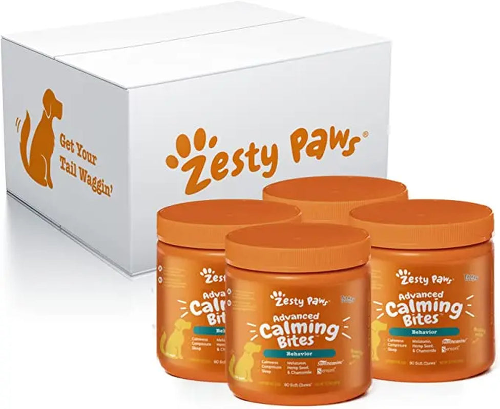 Zesty Paws Advanced Calming Bites for Dogs, Dog Composure & Relaxation Chews, Relief Soft Chew Pet Treats for Everyday Stress Support Food Natural