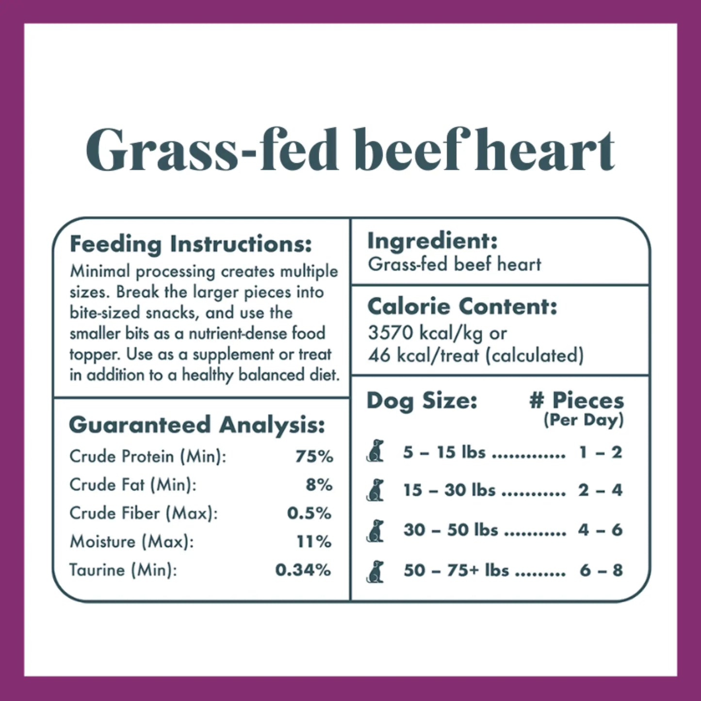 King Lou Beef Heart Jerky Treat for Dogs - Single-Ingredient, Rich in Taurine for Heart Health Single Ingredient