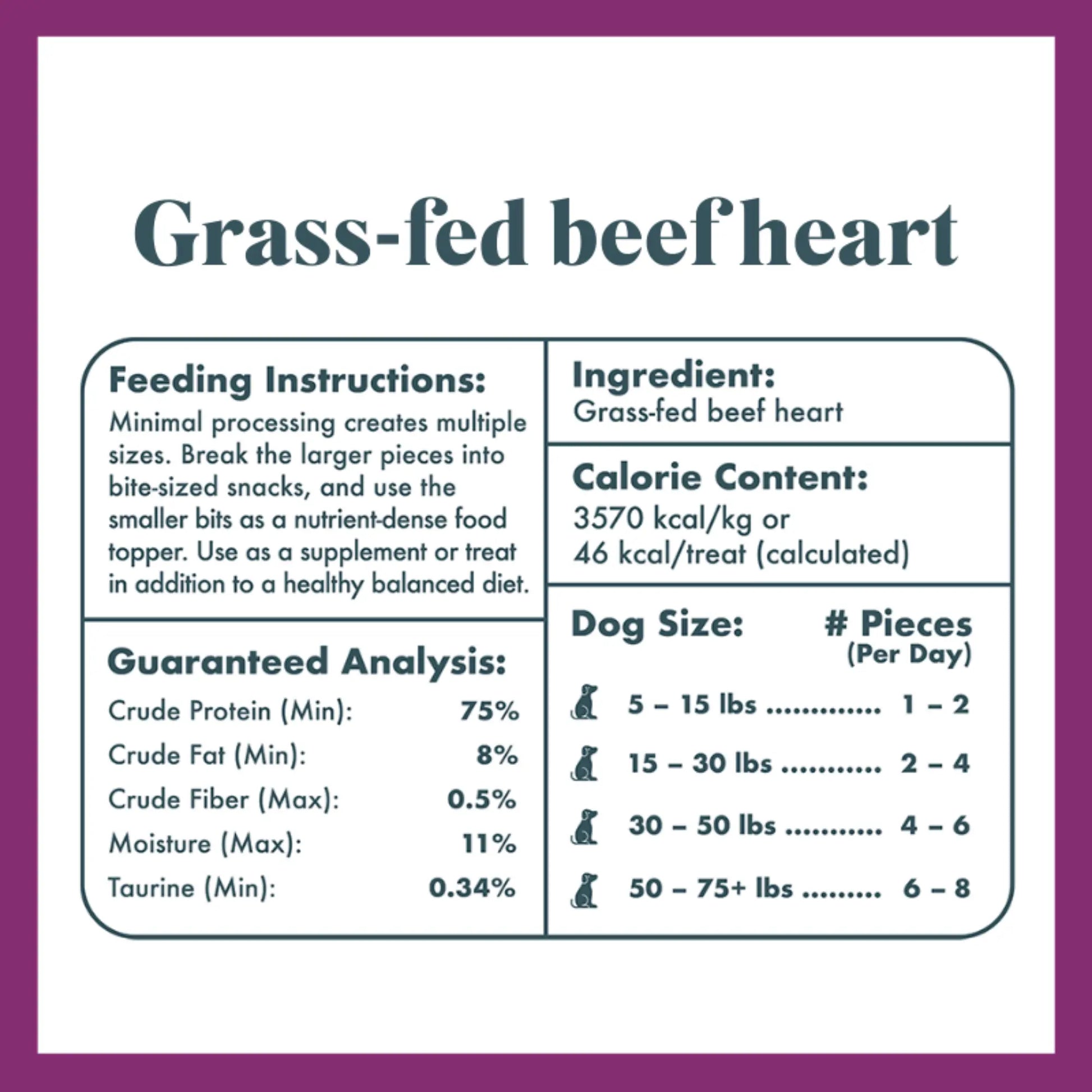 King Lou Beef Heart Jerky Treat for Dogs - Single-Ingredient, Rich in Taurine for Heart Health Single Ingredient
