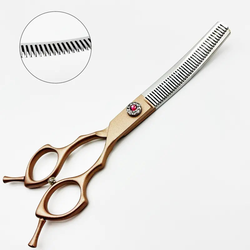 Wingsbro 7 Inches Pet Grooming Scissors, Rosegold up & down Curved Thinning Shears, for Groomer and Homeuse