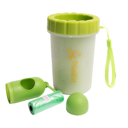 Naikit Paw Cleaner for Dogs, the Ideal Foot Washer That Demolishes Dirt for Medium to Large Dogs. This Paw Scrubber Comes with 1 Roll Poop Bag and Carrier for Best Dog Cleaner