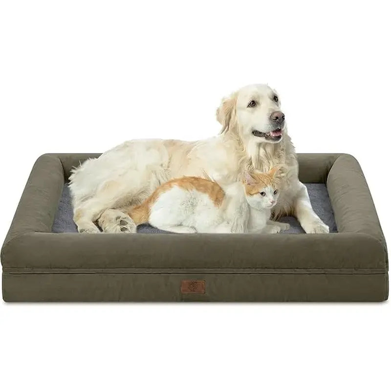 Dog Bed, Orthopedic Gel Memory Foam Dog Bed, Washable Dog Bed with Removable Cover, Waterproof Non-Slip Bottom Big Dog Couch Bed