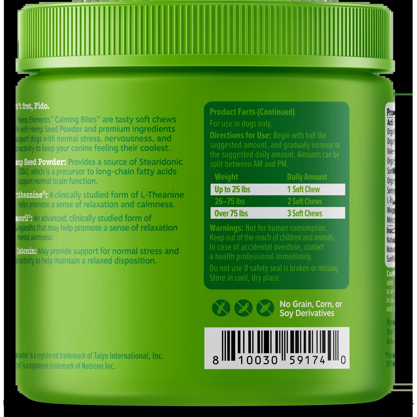Zesty Paws Hemp Elements Calming Bites for Dogs