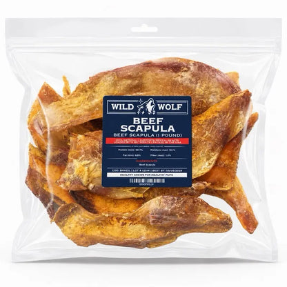 Beef Scapula Dog Chews (1 Pound) 100% Natural Free Range, Grass Fed Beef - Loaded with Glucosamine and Chondroitin to Support Joint Health