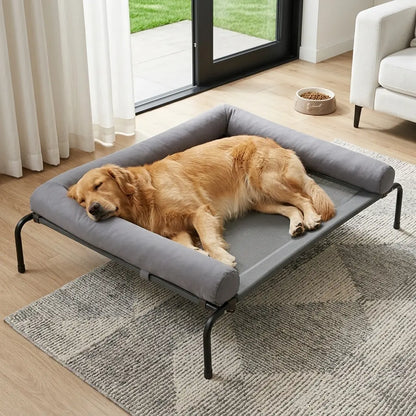 Elevated Cooling Dog Sofa,Raised Dog Cots Beds for Large Dogs, Outdoor Dog Bed for Large Dogs, Chew Proof Portable Cooling Pet Cot Skid-Resistant Feet, Frame with Breathable Mesh