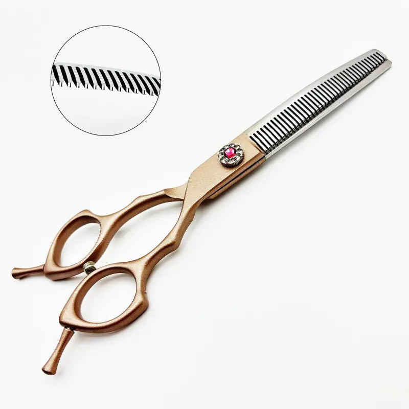 Wingsbro 7 Inches Pet Grooming Scissors, Rosegold up & down Curved Thinning Shears, for Groomer and Homeuse