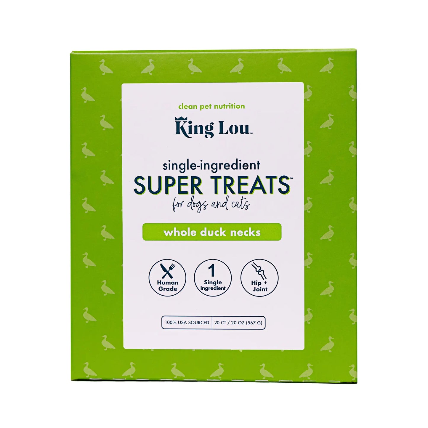 King Lou Whole Duck Neck Dental Treats for Dogs, Single Ingredient, Human Grade, 100% USA, All Natural, Minimally Processed Pet Products Food Supplies