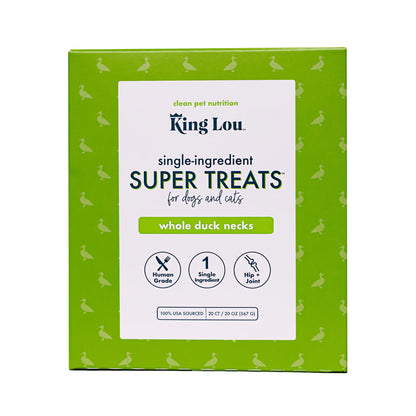 King Lou Whole Duck Neck Dental Treats for Dogs, Single Ingredient, Human Grade, 100% USA, All Natural, Minimally Processed Pet Products Food Supplies
