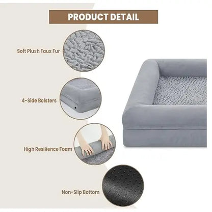 Dog Bed, Orthopedic Gel Memory Foam Dog Bed, Washable Dog Bed with Removable Cover, Waterproof Non-Slip Bottom Big Dog Couch Bed