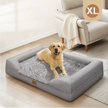Gimars Orthopedic Egg Foam Ultra Soft Dog Beds Waterproof High Supportive Bolsters Washable Pet Beds Cover for Large Medium Small & Aging Dogs