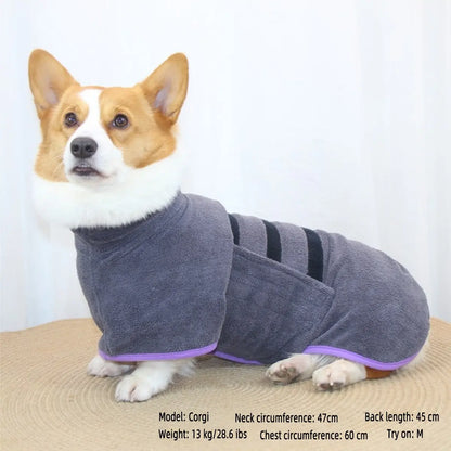 Quick-Dry Pet Bathrobe, Absorbent Microfiber Dog Towel, Blue &, Ultra-Fine Fiber Pet Grooming Accessory, Ideal for Cats Dogs