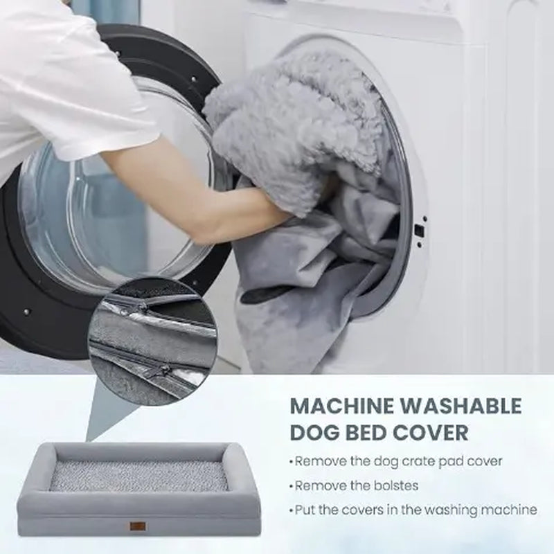 Dog Bed, Orthopedic Gel Memory Foam Dog Bed, Washable Dog Bed with Removable Cover, Waterproof Non-Slip Bottom Big Dog Couch Bed