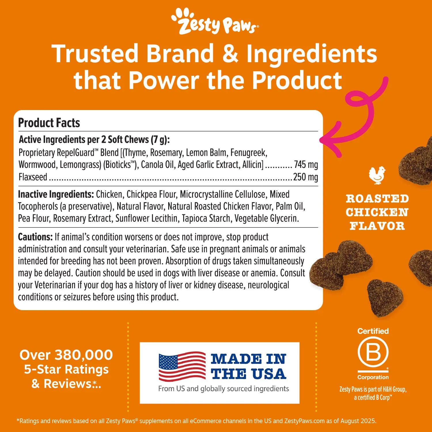 Zesty Paws Flea & Tick Bites for Dogs - Natural Repelguard™ Proprietary Blend Soft Chews for Flea & Tick Prevention - Veterinarian Formulated