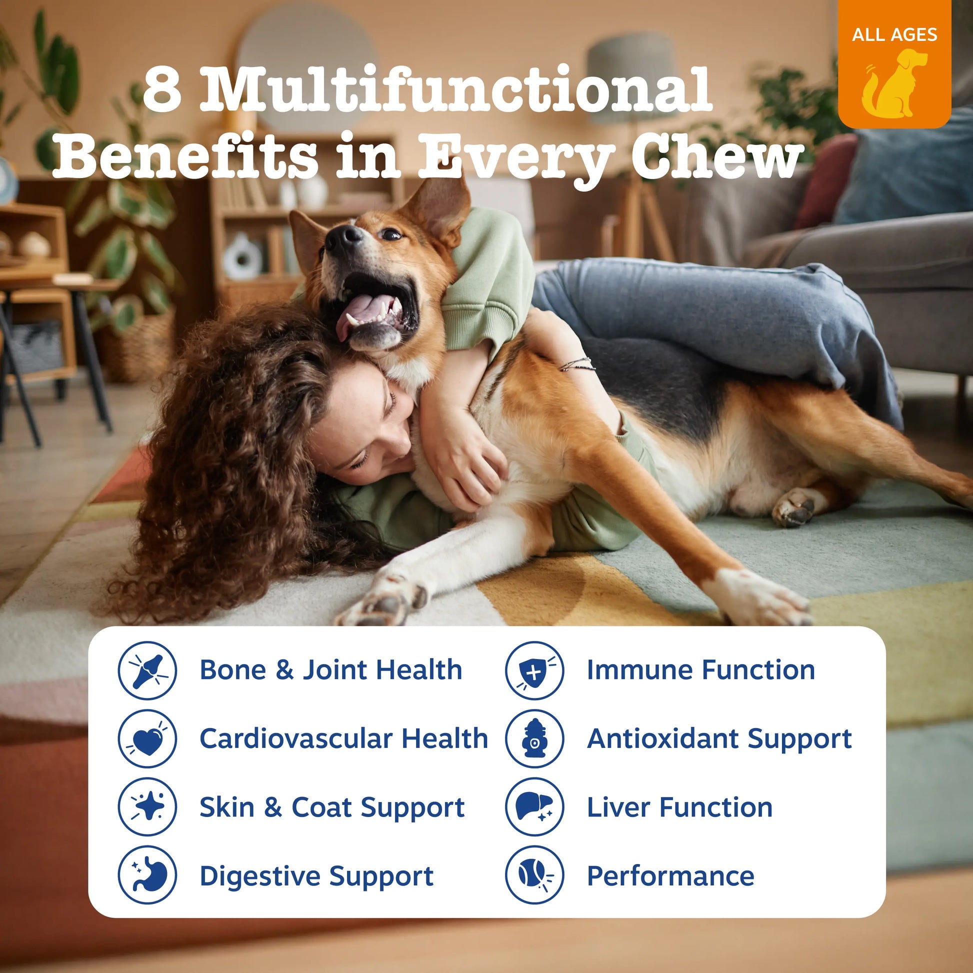 Zesty Paws 8-In-1 Chewable Multivitamin Bite for Dogs, Chicken Soft Chew Immune Support Dog Treats Supplement 8 in Dog Supplements