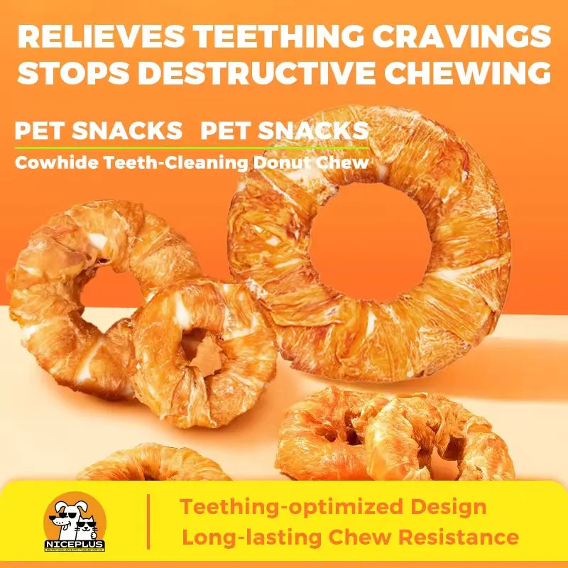 Niceplus Dog Chew Treat - Chicken Wrapped Rawhide Stick for Medium Large Dogs, Protein-Rich Cowhide Chews for Hip & Joint Health, 3Packs