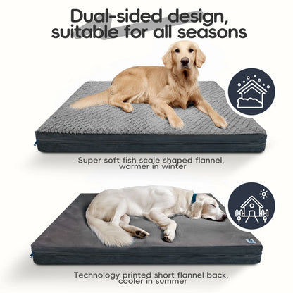 Reversible Waterproof Orthopedic Dog Beds, Large, Washable Cover, Egg Crate Foam, for Dogs up to 65 Lbs to 110 Lbs