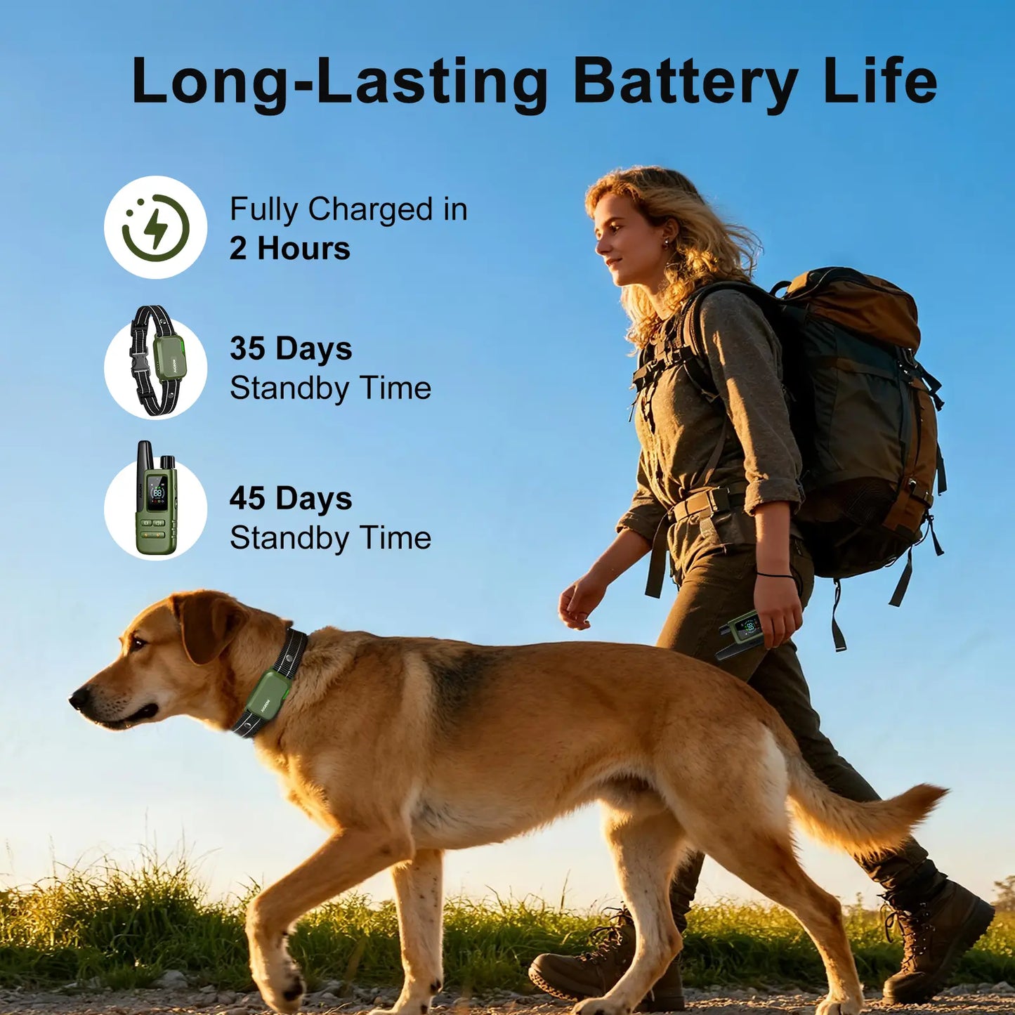 Dog Training Collar 4500FT Dog Training Behavior Aid, Remote IPX8 Waterproof with 4 Training Modes, Outdoor Rechargeable E-Collar DT61