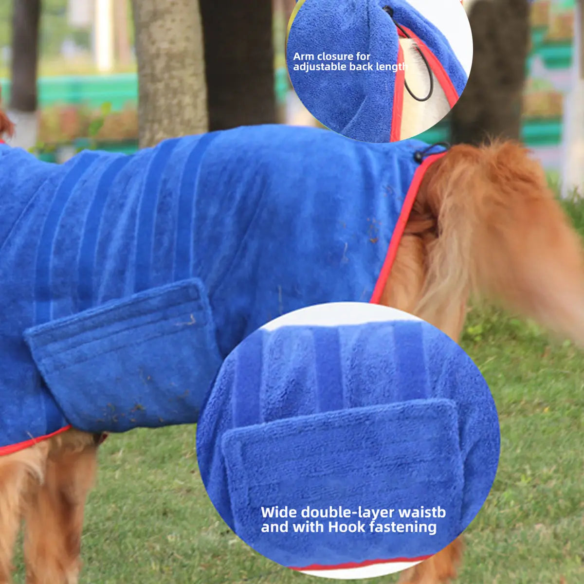 Quick-Dry Pet Bathrobe, Absorbent Microfiber Dog Towel, Blue &, Ultra-Fine Fiber Pet Grooming Accessory, Ideal for Cats Dogs