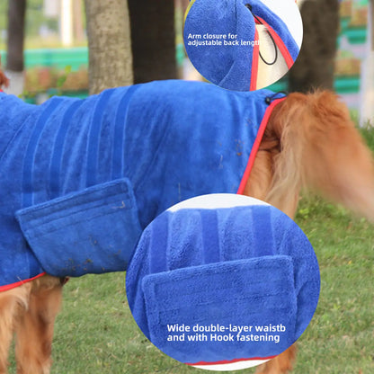 Quick-Dry Pet Bathrobe, Absorbent Microfiber Dog Towel, Blue &, Ultra-Fine Fiber Pet Grooming Accessory, Ideal for Cats Dogs
