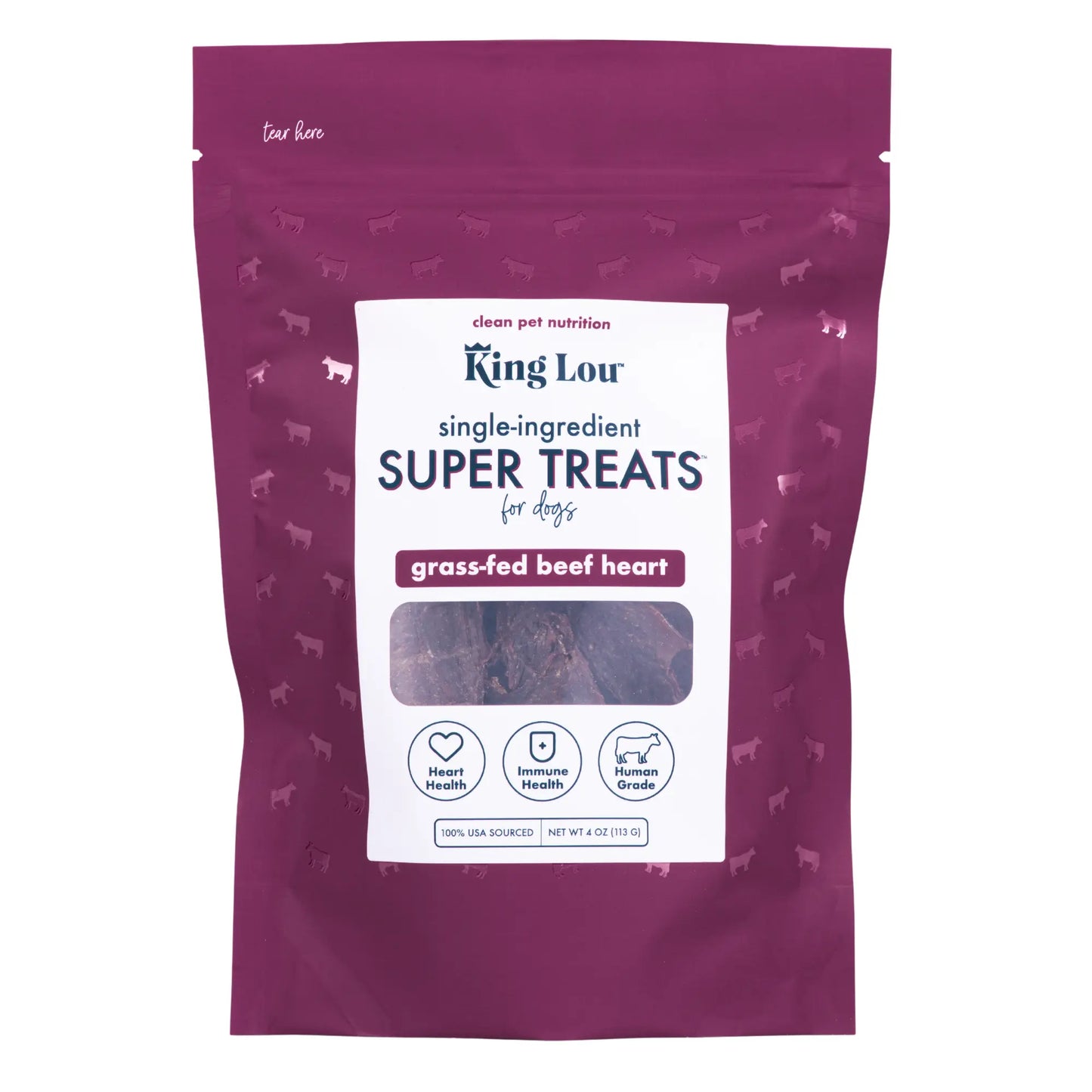 King Lou Beef Heart Jerky Treat for Dogs - Single-Ingredient, Rich in Taurine for Heart Health Single Ingredient