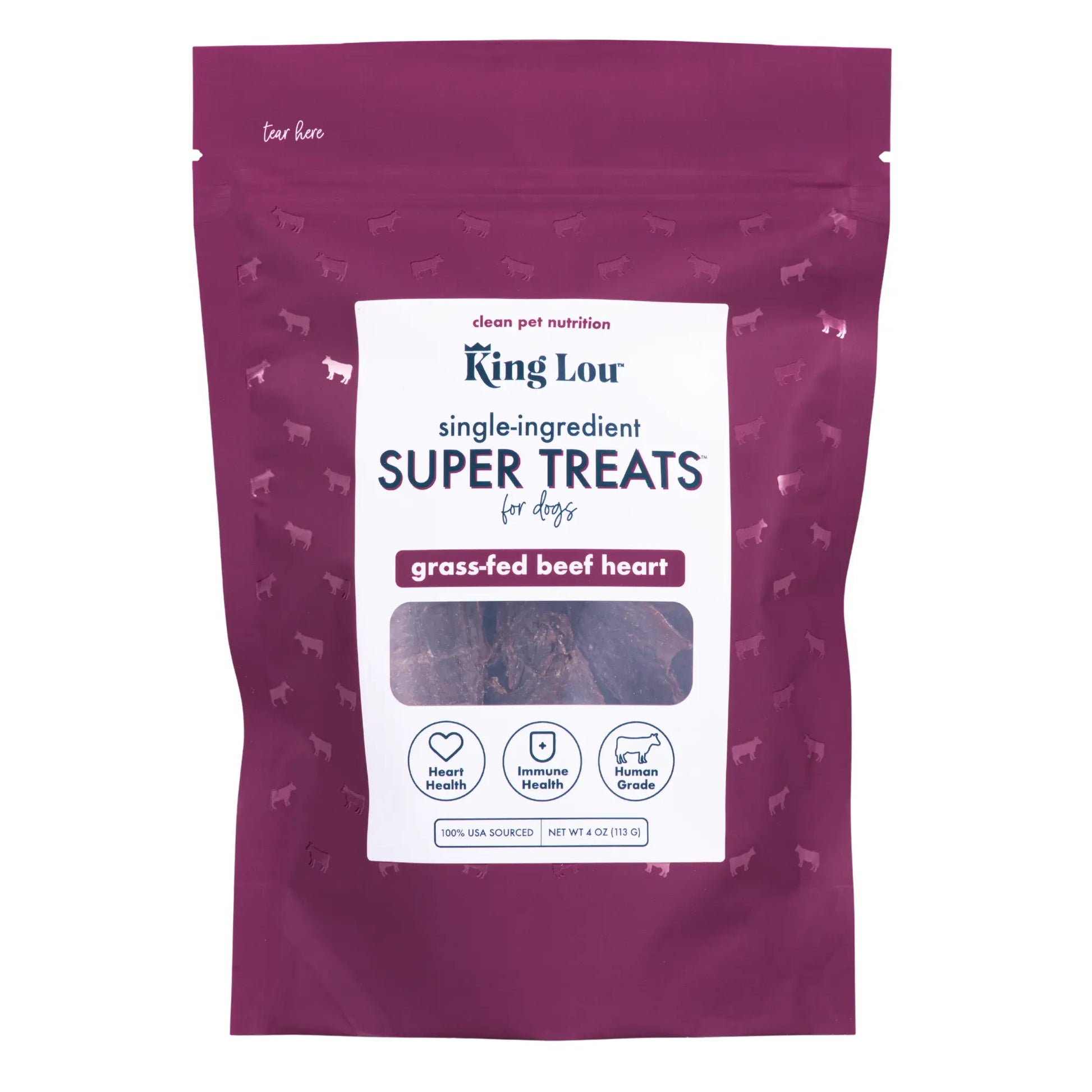 King Lou Beef Heart Jerky Treat for Dogs - Single-Ingredient, Rich in Taurine for Heart Health Single Ingredient