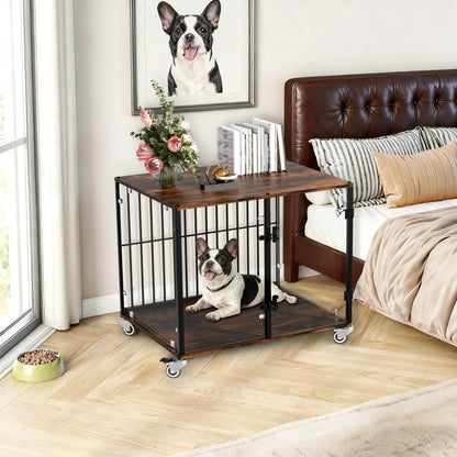 Bingopaw Tempered Glass Puppy Training Crate, Elegant Transparent Indoor Dog Cage for Small Dogs Wooden Kennel