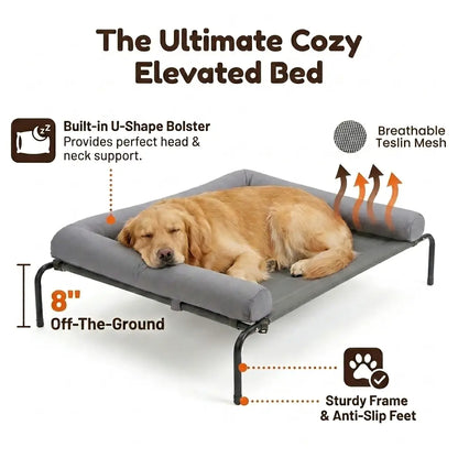 Elevated Cooling Dog Sofa,Raised Dog Cots Beds for Large Dogs, Outdoor Dog Bed for Large Dogs, Chew Proof Portable Cooling Pet Cot Skid-Resistant Feet, Frame with Breathable Mesh
