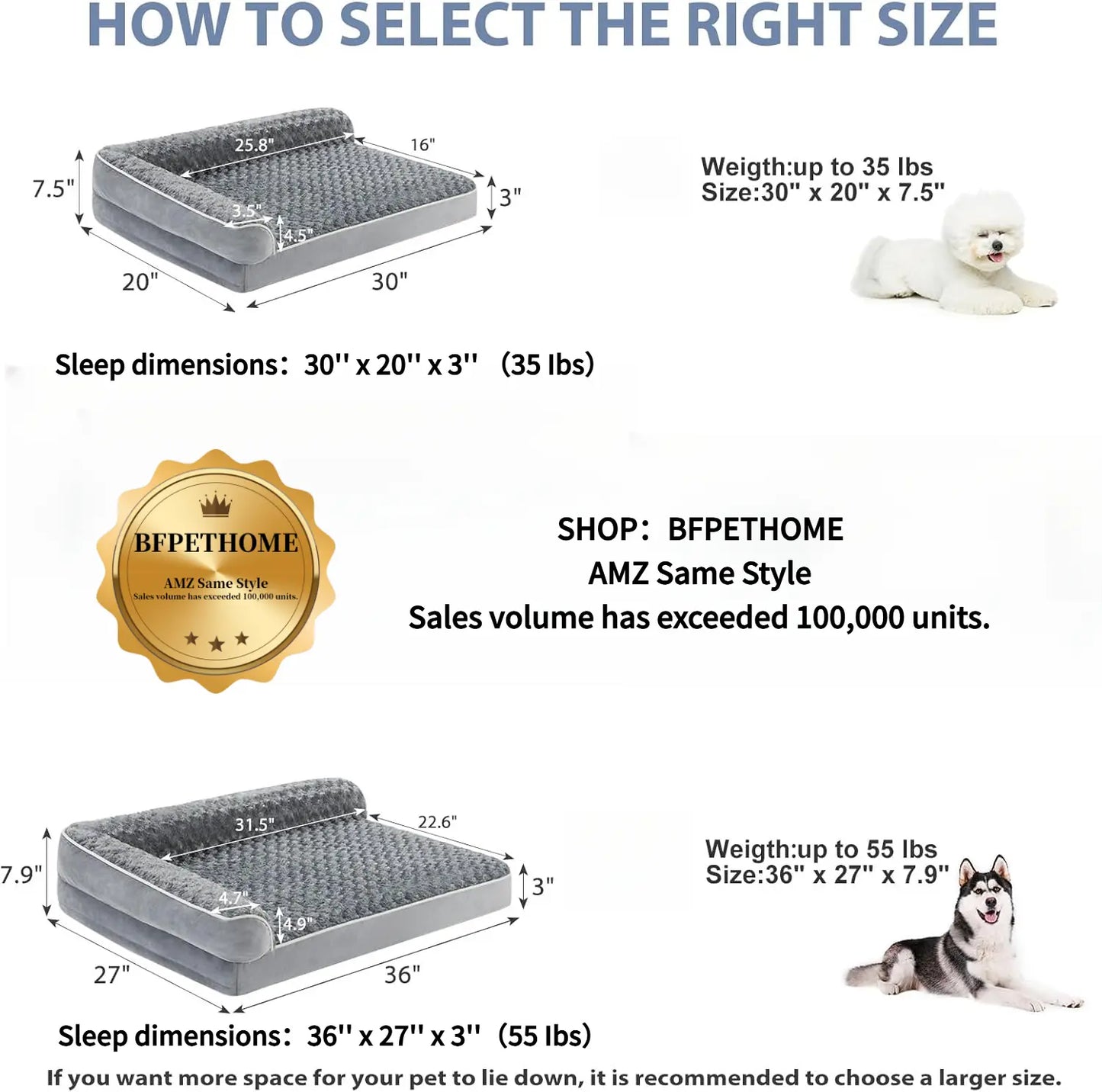 Orthopedic L-Shaped Dog Bed for Large Dogs - Waterproof Velvet-Top Sofa with Pressure Relief Foam, Joint Support, Removable Washable Cover, Self-Warming Soft Surface, Non-Slip Bottom, Apartment Decor