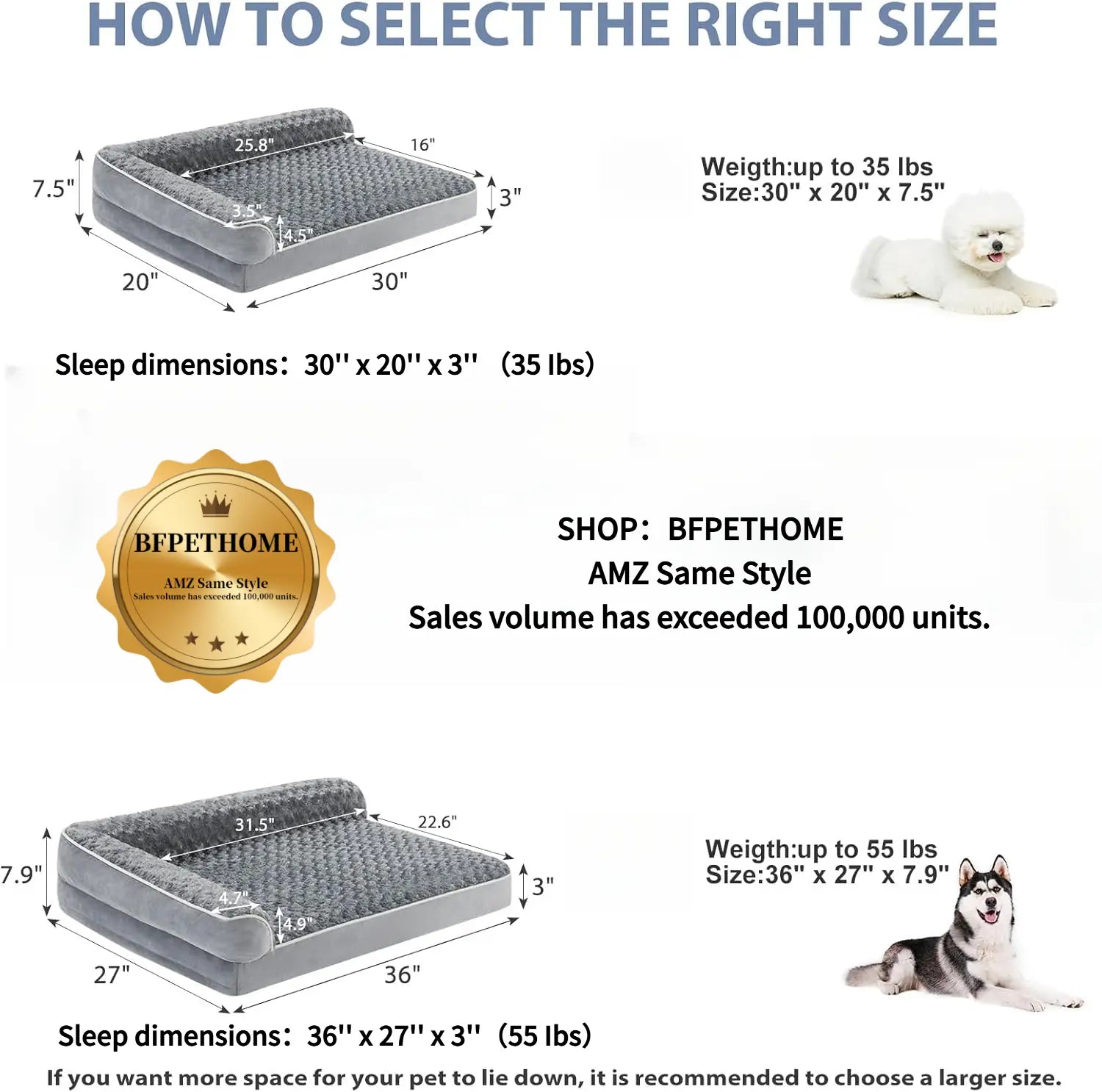 Orthopedic L-Shaped Dog Bed for Large Dogs - Waterproof Velvet-Top Sofa with Pressure Relief Foam, Joint Support, Removable Washable Cover, Self-Warming Soft Surface, Non-Slip Bottom, Apartment Decor
