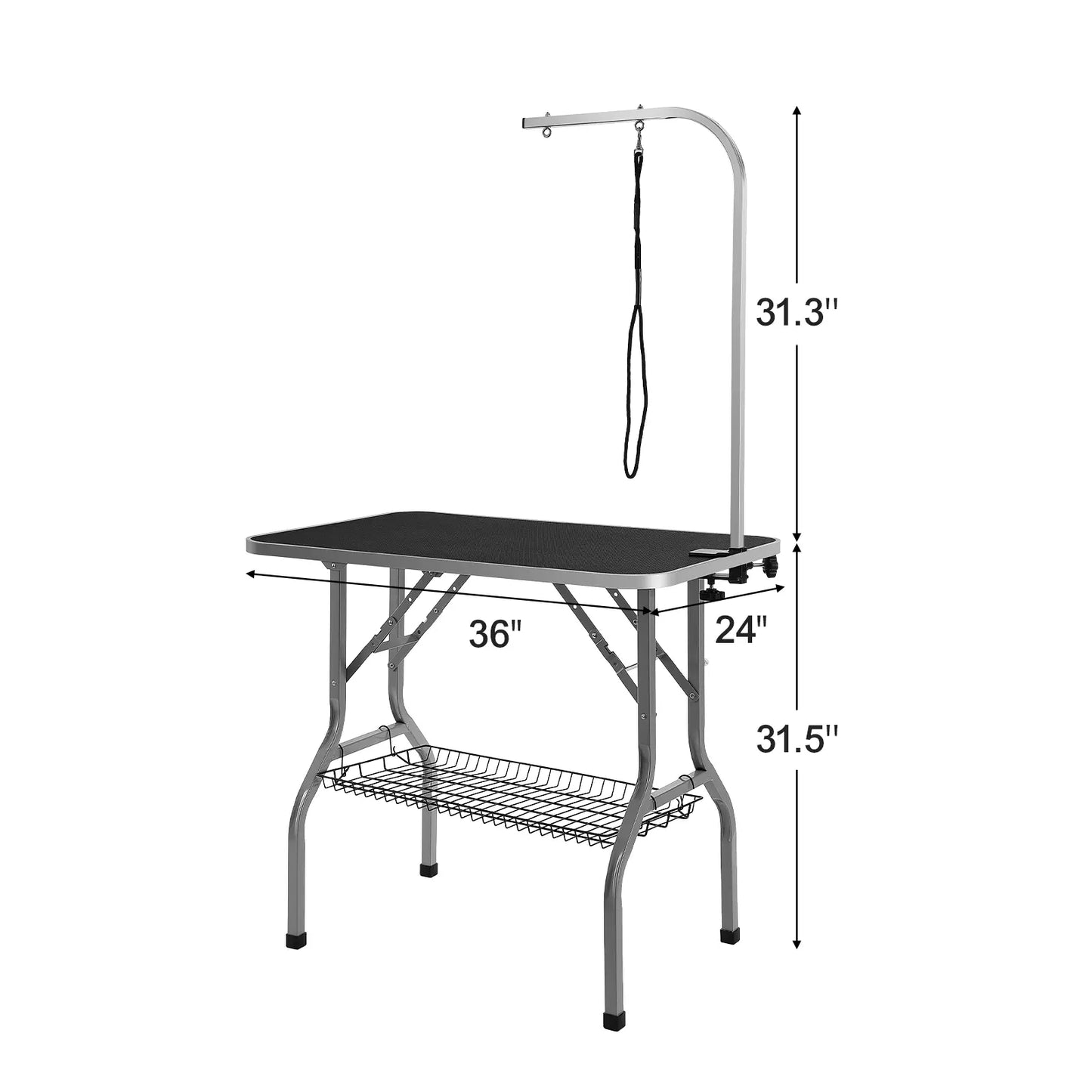 Vevor Professional Pet Grooming Table with Adjustable Arm and Clamp, 36''x24'' Foldable Grooming Station for Medium and Small Dogs, Includes Free No-Sit Haunch Holder and Grooming Loop, Supports Up to 330 lbs