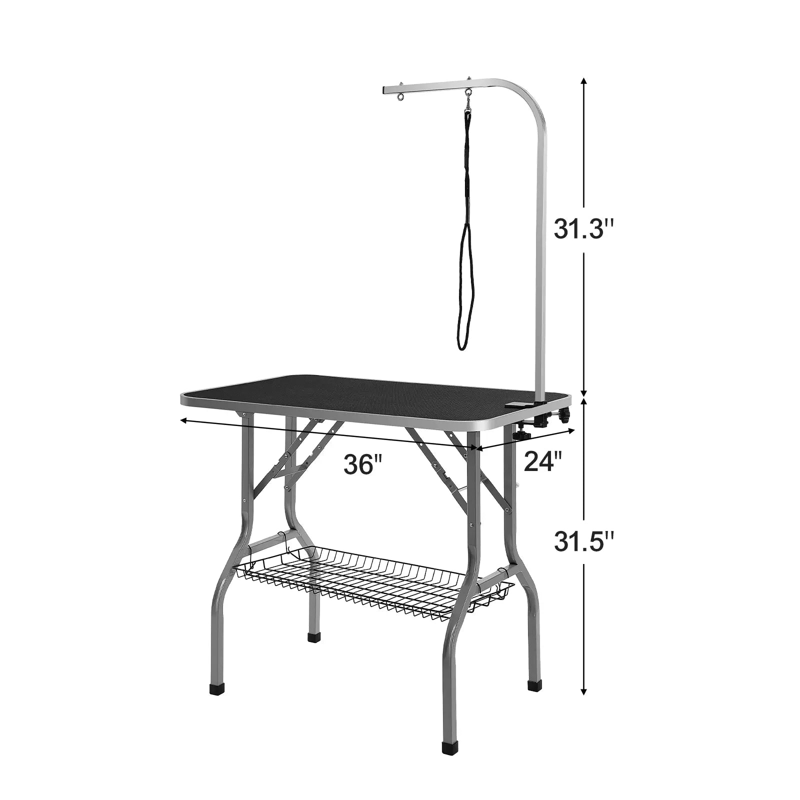 Vevor Professional Pet Grooming Table with Adjustable Arm and Clamp, 36''x24'' Foldable Grooming Station for Medium and Small Dogs, Includes Free No-Sit Haunch Holder and Grooming Loop, Supports Up to 330 lbs