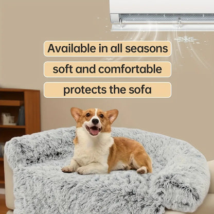 Cozy Plush Pet Blanket with Backrest – Soft Winter Bed for Cats & Dogs, Anti-Slip Bottom, Protects Sofa from Pet Hair, Available in Small/Medium/Large,Cozy Gift for Cats & Dogs