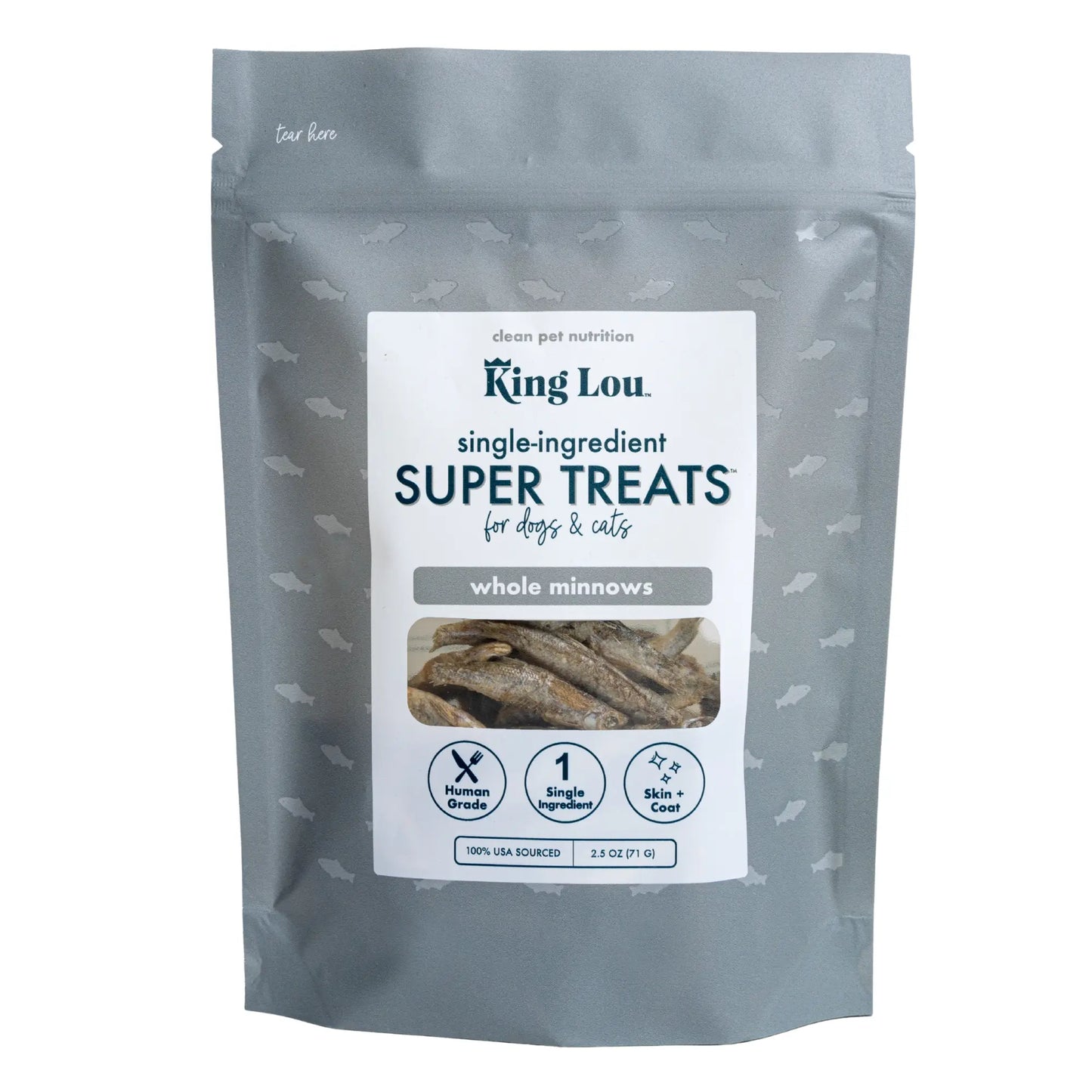 King Lou Whole Minnows - Freeze-Dried Raw Snack for Dogs and Cats Single Ingredient, 100% USA, Human Grade, Treats Pet Products Natural Food Pets Supplies