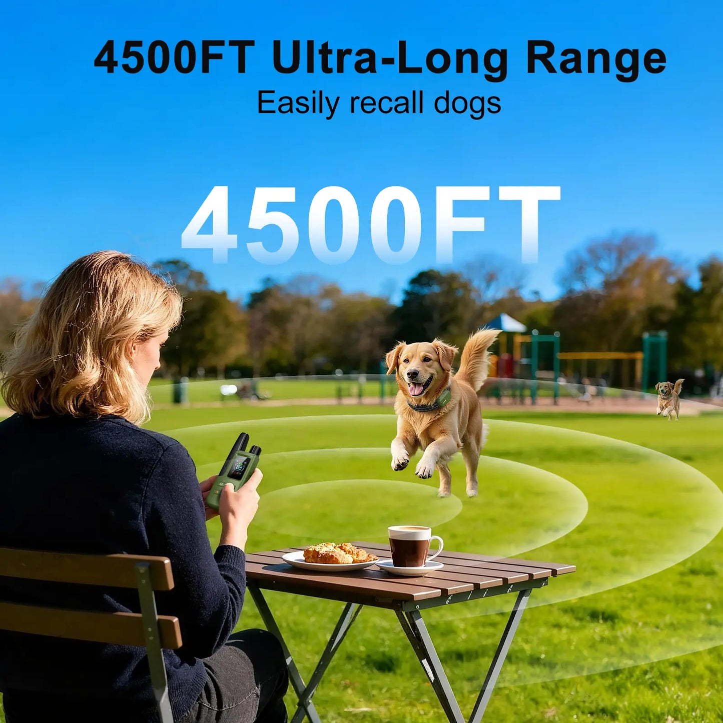 Dog Training Collar 4500FT Dog Training Behavior Aid, Remote IPX8 Waterproof with 4 Training Modes, Outdoor Rechargeable E-Collar DT61