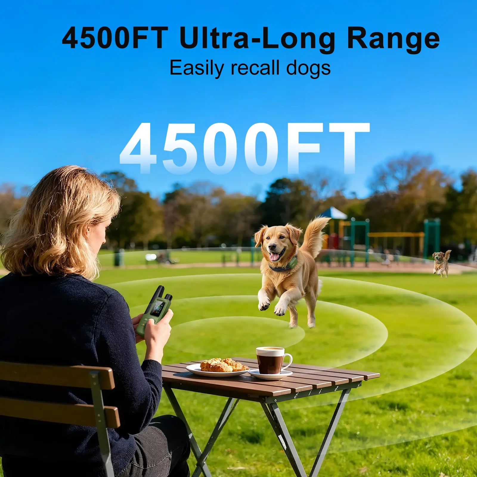 Dog Training Collar 4500FT Dog Training Behavior Aid, Remote IPX8 Waterproof with 4 Training Modes, Outdoor Rechargeable E-Collar DT61