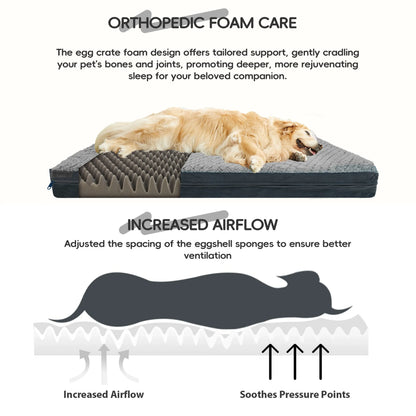 Reversible Waterproof Orthopedic Dog Beds, Large, Washable Cover, Egg Crate Foam, for Dogs up to 65 Lbs to 110 Lbs