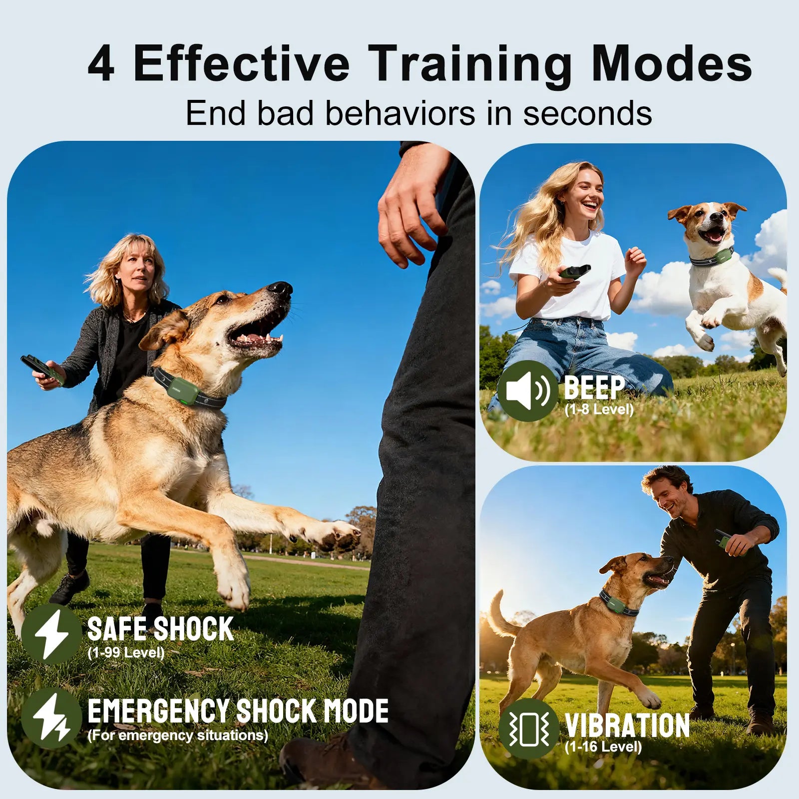 Dog Training Collar 4500FT Dog Training Behavior Aid, Remote IPX8 Waterproof with 4 Training Modes, Outdoor Rechargeable E-Collar DT61