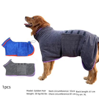 Quick-Dry Pet Bathrobe, Absorbent Microfiber Dog Towel, Blue &, Ultra-Fine Fiber Pet Grooming Accessory, Ideal for Cats Dogs
