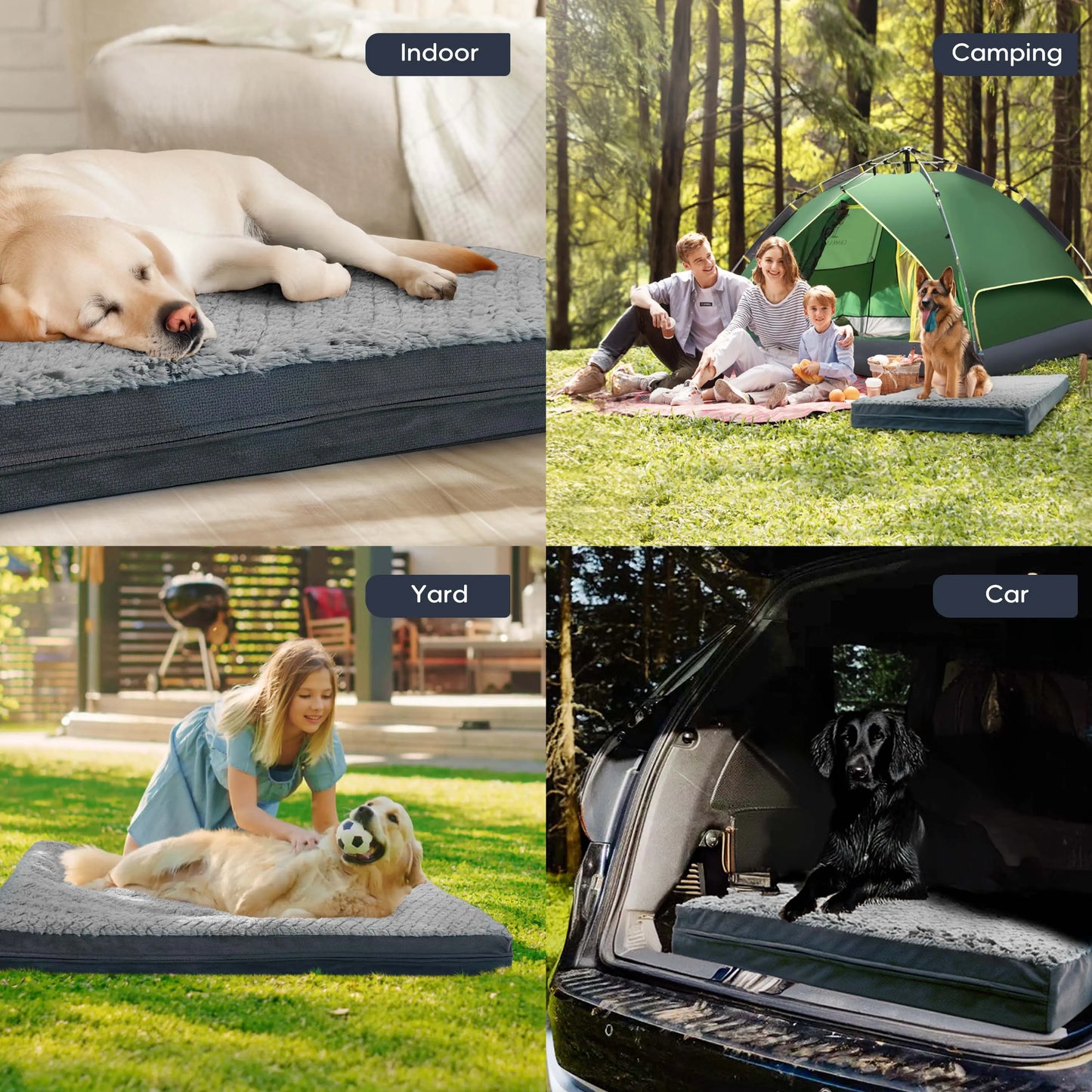 Reversible Waterproof Orthopedic Dog Beds, Large, Washable Cover, Egg Crate Foam, for Dogs up to 65 Lbs to 110 Lbs