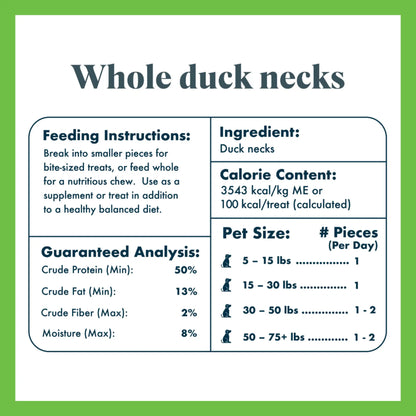 King Lou Whole Duck Neck Dental Treats for Dogs, Single Ingredient, Human Grade, 100% USA, All Natural, Minimally Processed Pet Products Food Supplies