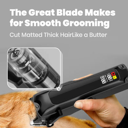 Dog Grooming Kit, Dog Clippers for Grooming Paw Trimmer Nail Grinder, Low Noise Rechargeable Cordless, Pet Shaver with Stainless Steel Blade for Pets Cats Animals