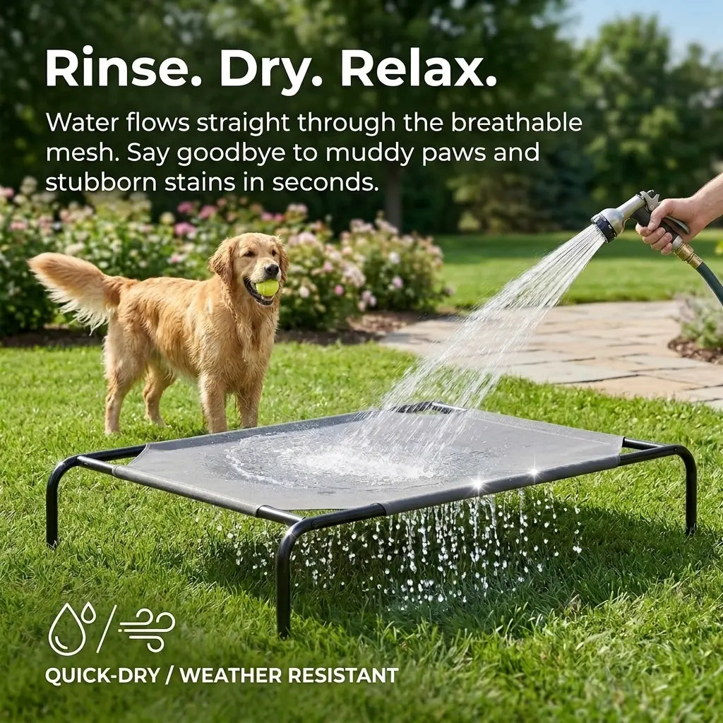 Elevated Cooling Dog Sofa,Raised Dog Cots Beds for Large Dogs, Outdoor Dog Bed for Large Dogs, Chew Proof Portable Cooling Pet Cot Skid-Resistant Feet, Frame with Breathable Mesh