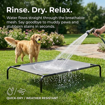 Elevated Cooling Dog Sofa,Raised Dog Cots Beds for Large Dogs, Outdoor Dog Bed for Large Dogs, Chew Proof Portable Cooling Pet Cot Skid-Resistant Feet, Frame with Breathable Mesh