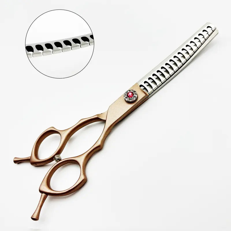 Wingsbro 7 Inches Pet Grooming Scissors, Rosegold up & down Curved Thinning Shears, for Groomer and Homeuse