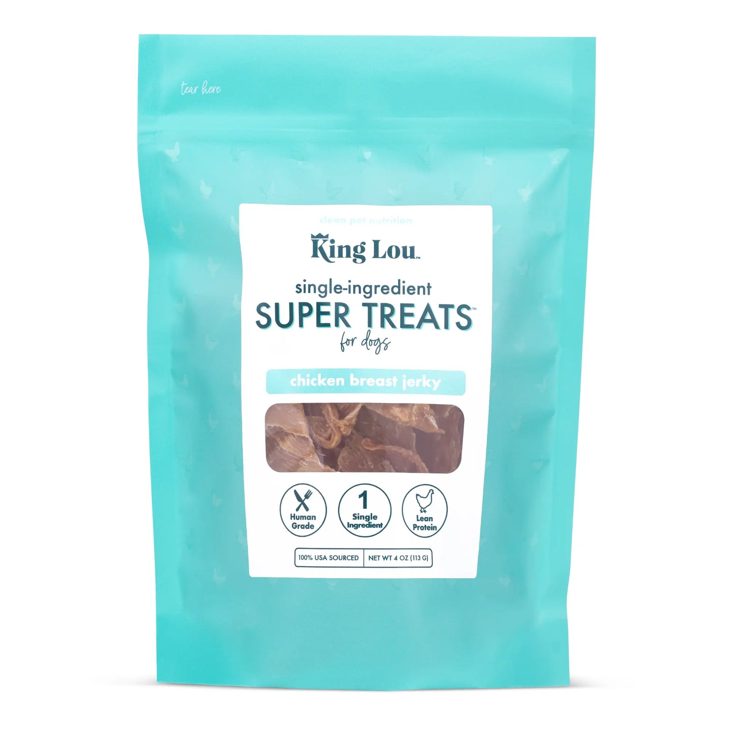 King Lou Pets Chicken Breast Jerky Dog Treats – All Natural, 100% USA Sourced, Minimally Processed Pet Products