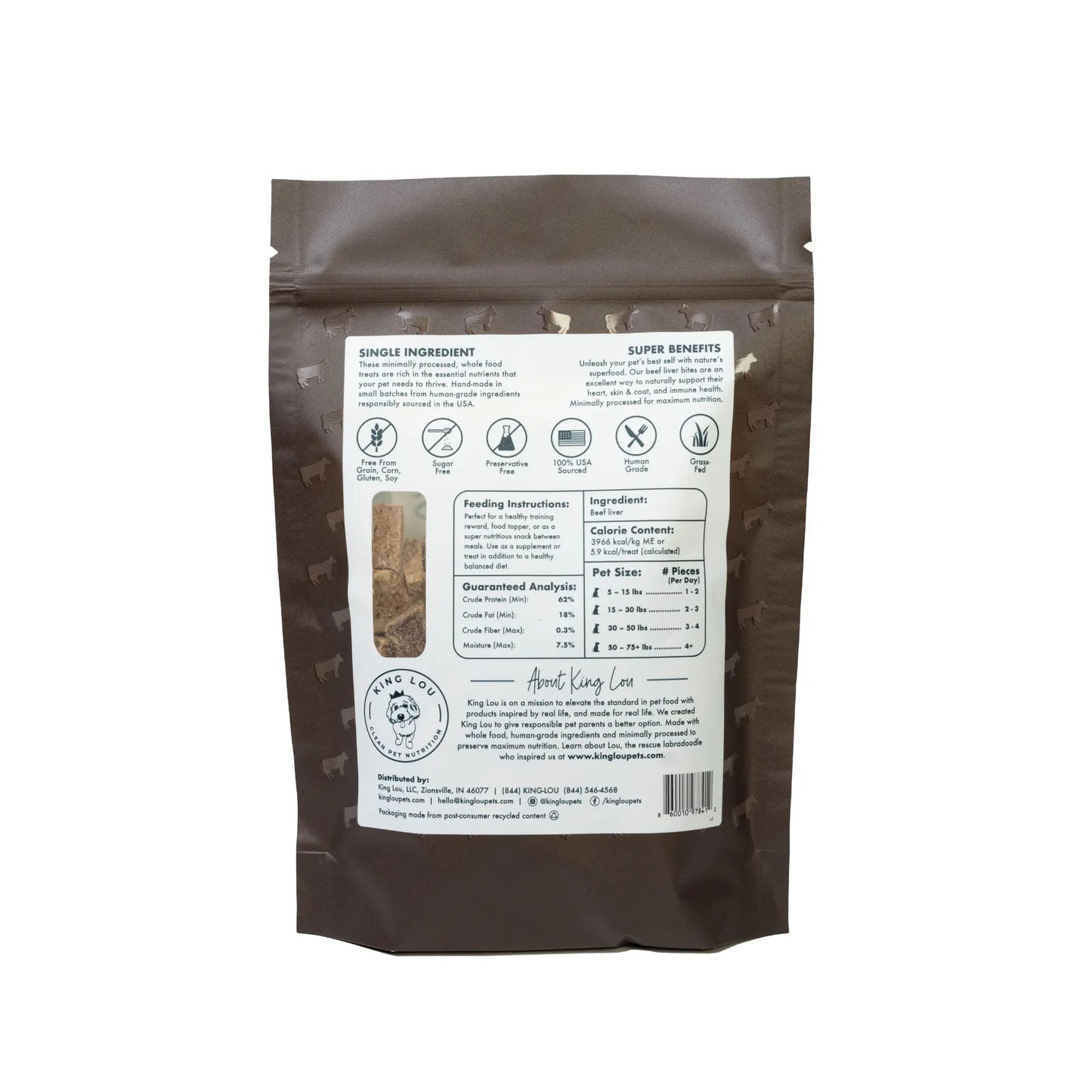 King Lou Pets Beef Liver Bites Dog Treats – Nature’S Multivitamin | Taurine-Rich | 100% USA Sourced, All Natural, Minimally Processed Pet Products