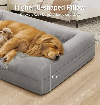 Gimars Orthopedic Egg Foam Ultra Soft Dog Beds Waterproof High Supportive Bolsters Washable Pet Beds Cover for Large Medium Small & Aging Dogs