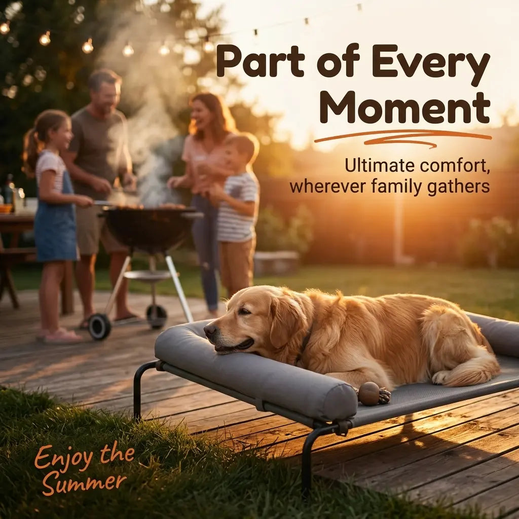Elevated Cooling Dog Sofa,Raised Dog Cots Beds for Large Dogs, Outdoor Dog Bed for Large Dogs, Chew Proof Portable Cooling Pet Cot Skid-Resistant Feet, Frame with Breathable Mesh