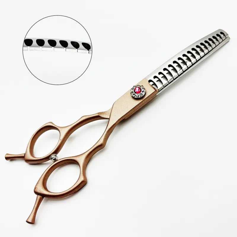 Wingsbro 7 Inches Pet Grooming Scissors, Rosegold up & down Curved Thinning Shears, for Groomer and Homeuse
