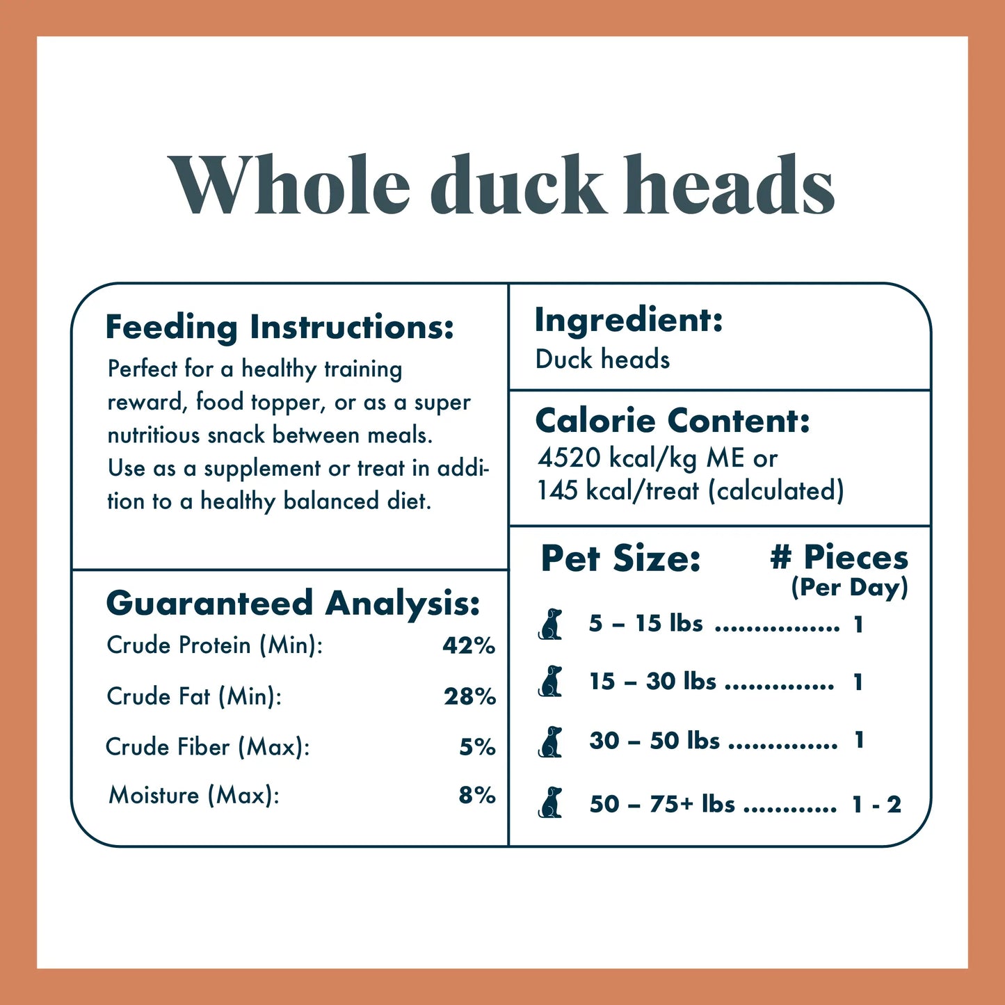 King Lou Whole Duck Heads Treats for Dogs and Cats, Single-Ingredient, 100% USA, Small-Batch, High Quality and Healthy Pet Treats and Natural Food, Supports Hip and Joint Health Crunchy Chewy